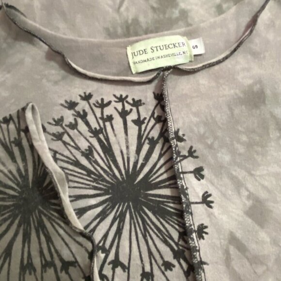 JUDE STUECKER Womens HANDMADE Gray A Line Top Sz S Soft Dandelion Wishes Organic - Picture 5 of 6